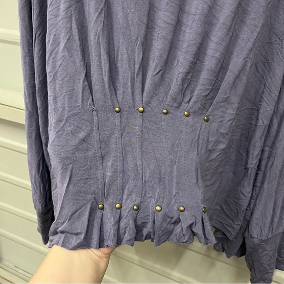 Soft Surrounding Purple Draped Open Front Stud Cardigan LARGE - Picture 4 of 6